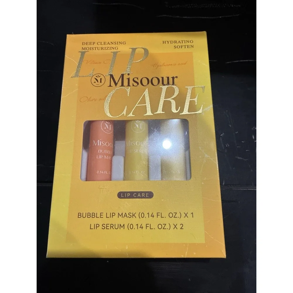 Misoour Lip Care 3 pack Set Bubble Lip Mask (1) & Lip‎ Serum (2) .14 FL OZ Vit C